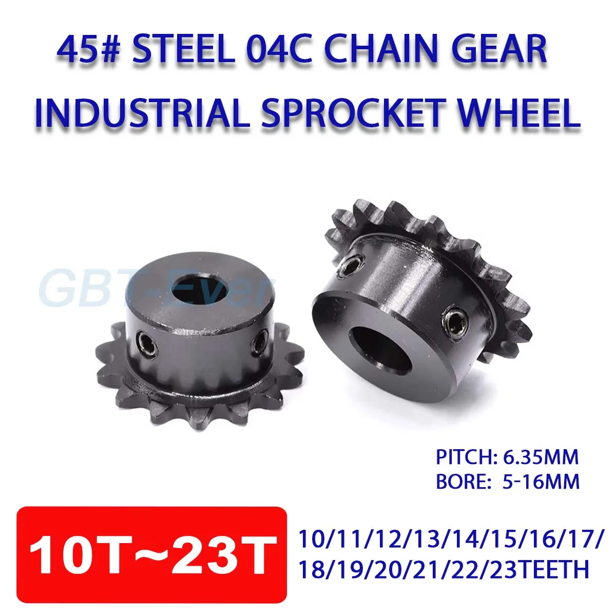 

1Pcs 10T-23T Tooth 04C Chain Gear Bore 5-16mm Tooth Pitch 6.35mm 45# Steel Industrial Sprocket Wheel Motor Chain Drive Sprocket