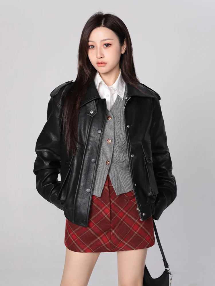 Bla レザー ジャケット レディース 2026 春秋新作 レトロ 多用途 バイク用レザー ジャケット Hhi 限定版