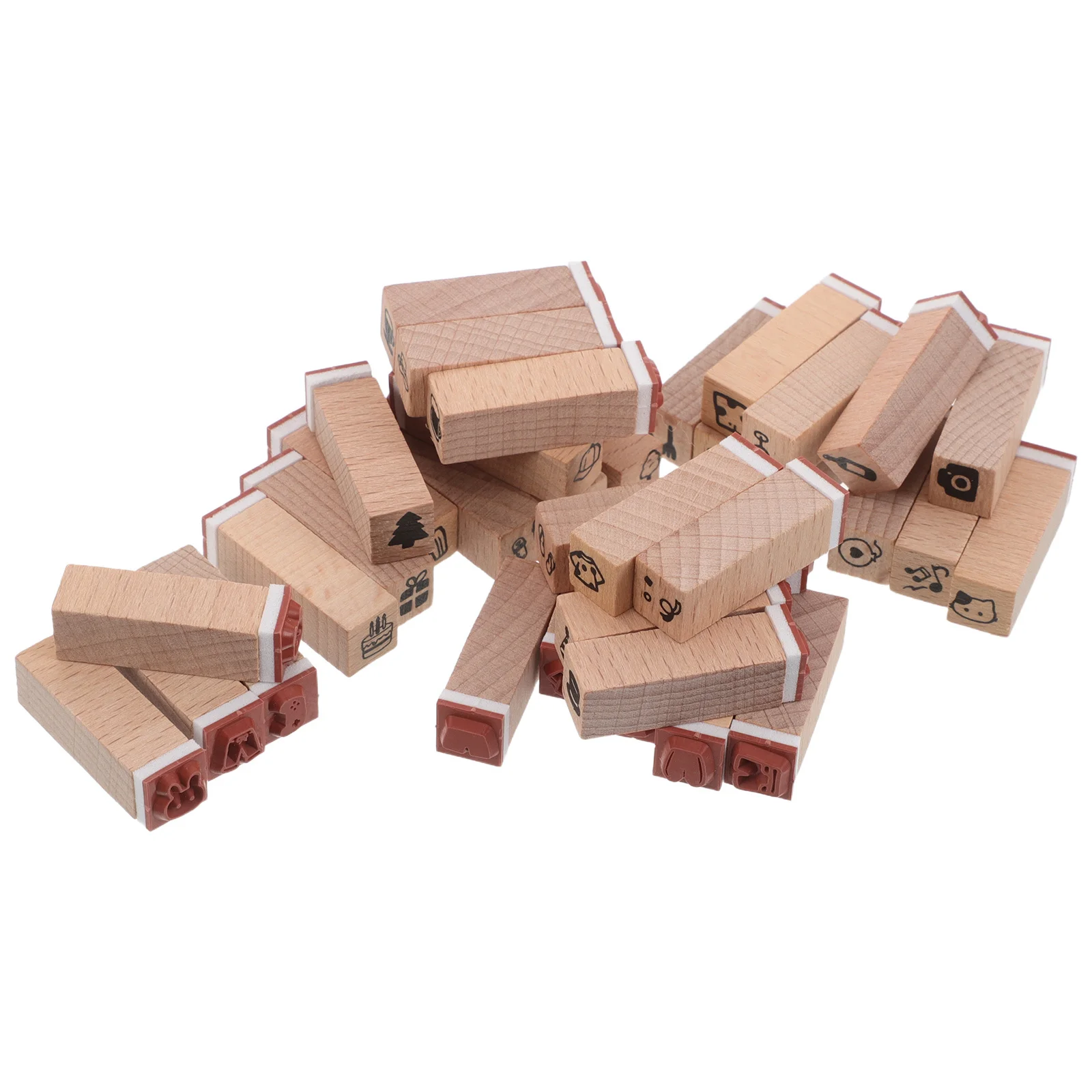 

42Pcs Wooden Animal Stamps Stamp Set for Kids Mini Rubber Stamping Kit Cartoon Wood Block for Classroom Card Making Scrapbooking