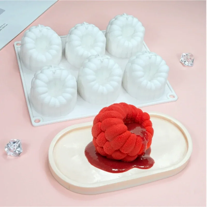 6-cavity Raspberry Mousse Silicone Mold, in the French style Raspberry Shape for Chocolate Desserts and Baking