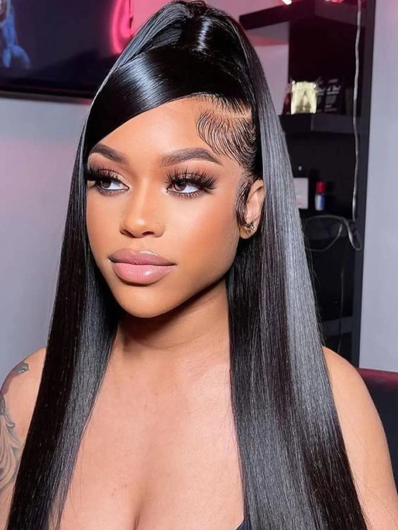 250% Density  Human Hair Brazilian 5x5 Glueless Wear and Go Wig 13x4 13x6 HD Transparent Bone Straight Lace Frontal Wigs image 2