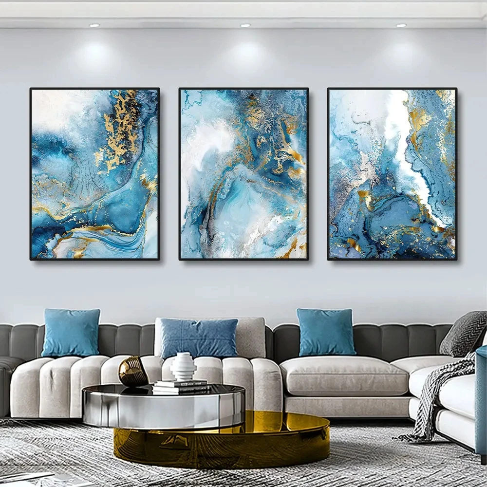 

Diy Diamond Painting 3pcs Luxury Marble Texture Wall Art Blue And Gold. Natural Stone Mosaic Diamond Embroidery Art
