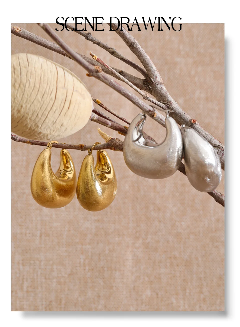 Yhpup Persönliche Edelstahl-Creolen für Damen, 14K Gold PVD-beschichtet, geometrischer Alltagsschmuck, hohe Qualität – Detail 7