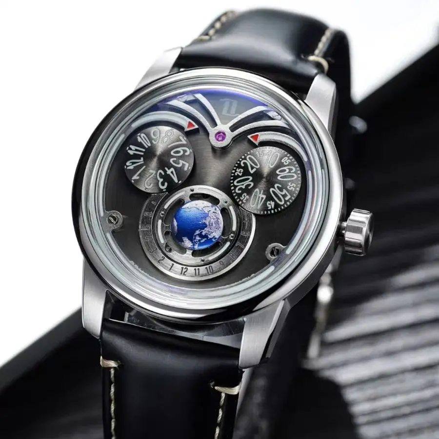 OBLVLO Men Automatic Watch 42MM Mechanical Wristwatch Luminous 50M Waterproof Sapphire Mirror Rotatable Eagle Eyes Dial