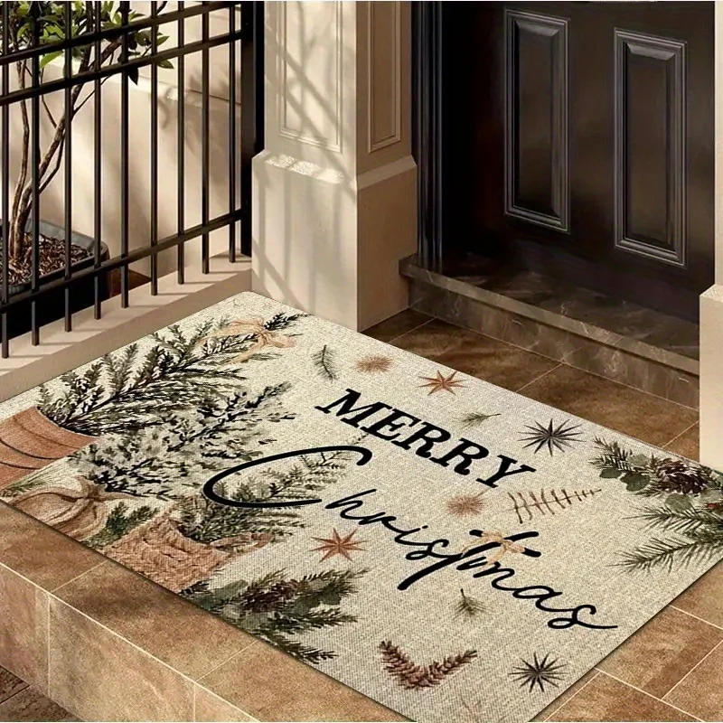 Boho Floral Welcome Mat Crystal Velvet Non Slip Dirt Trapper Entryway Front Door Floor Mat 40x60cm