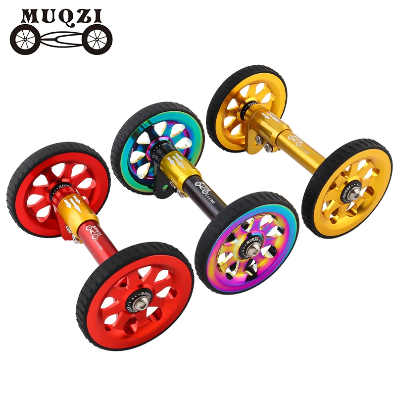 MUQZI 15 Colors For Brompton Extension Bar & Ceramic Bearing Easy Wheel Folding Bike Heightening Telescopic Rod Extension Block