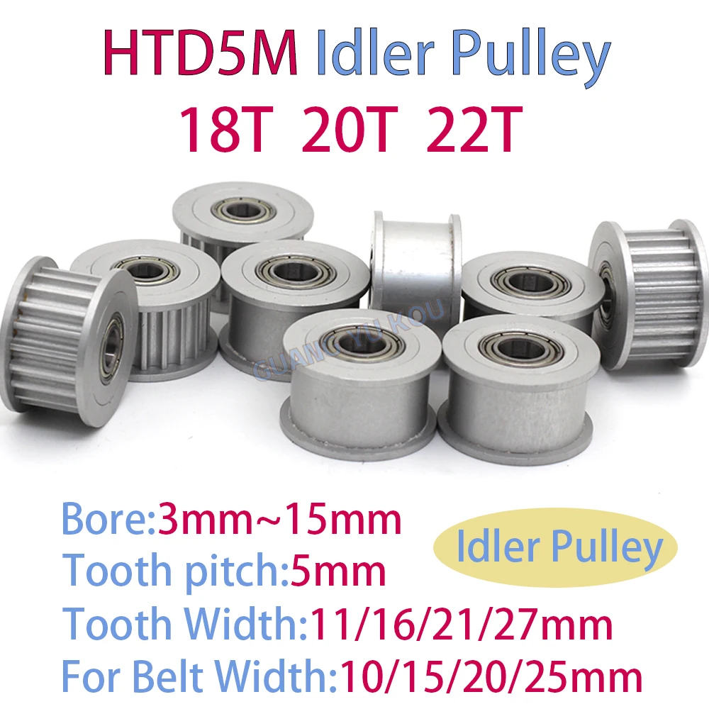 HTD 5M 18 Teeth 20 Teeth 22 Teeth Idler Pulley Belt Width 10/15/20/25mm Bore 3mm-15mm Synchronous Wheel for Conveyor Belt System