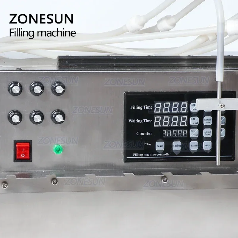 ZONESUN ZS-DPSP6 Auto 6 Heads Liquid Filling Machine Digital Control Diaphragm Pump Beverage Juice Bag Pouch Packing Machine