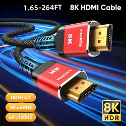 8k hdmi 2.1 Cable 48Gbps Ultra High Speed HDMI Cable 4k120 144Hz 8k60Hz HDR10+ HDCP2.3 Compatible for Mac RTX4090 PC HDTV PS5