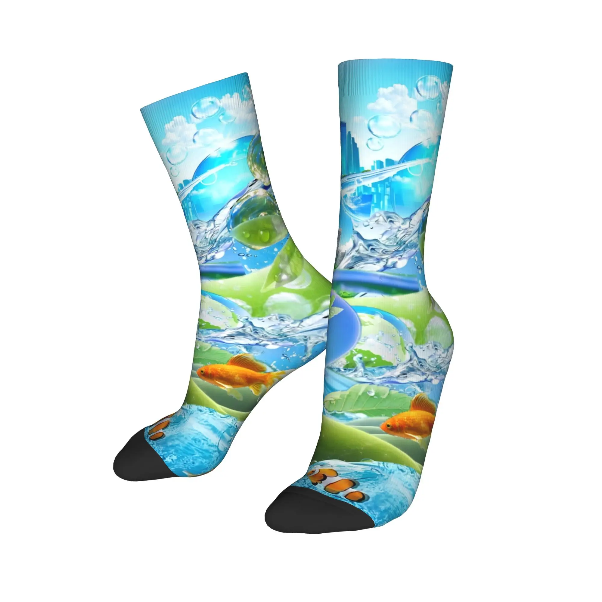 Happy Funny Male Men Socks Crazy Frutiger Aero   Sock Polyester Fishes Scenery Sport Women's Socks Spring Summer Autumn Winter