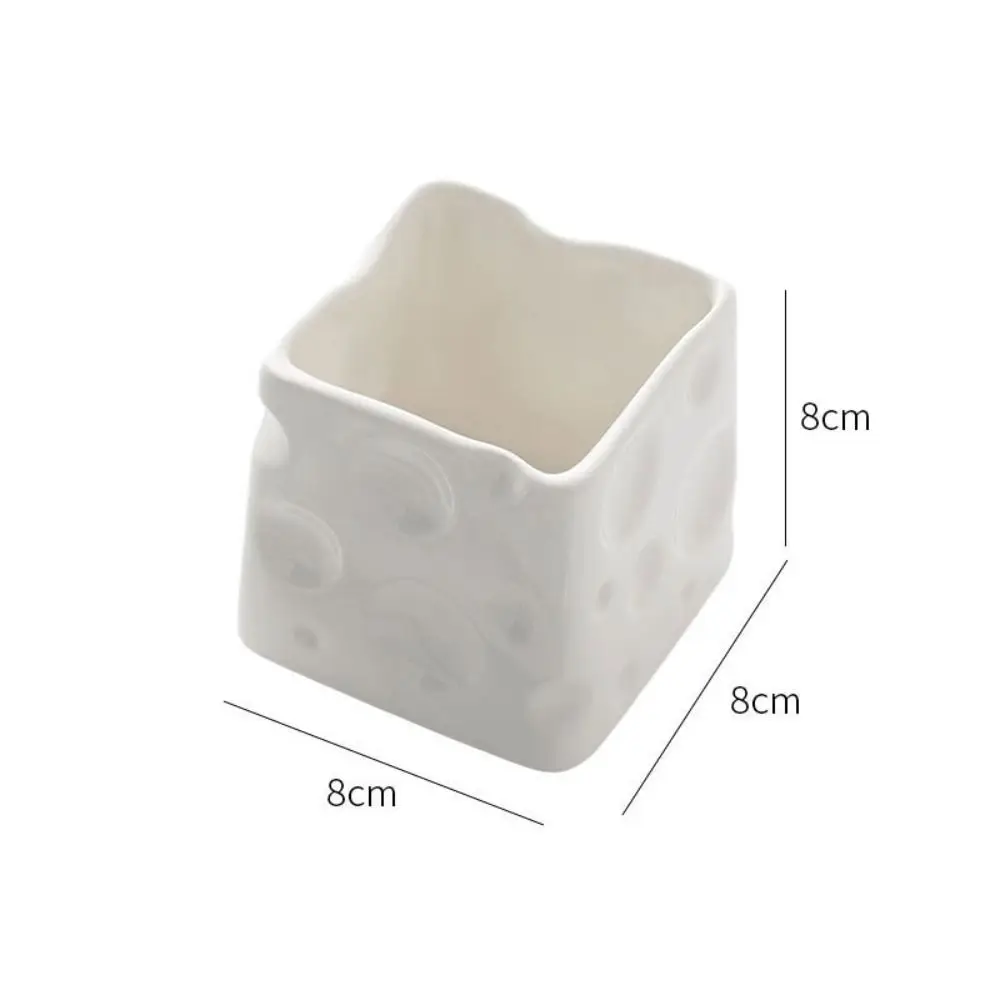 Cream Style Ceramic Pen Holder Fruit fork Multifunctional Ceramic Storage Jar Desktop Stationery Makeup Brush Holder
