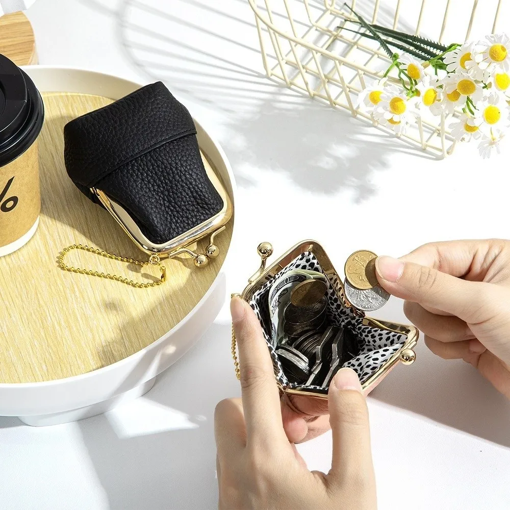 PU Leather Kisslock Coin Purse Tiny Size Women Design Compact Mini Bag Kisslock Closure Multi-purpose Mini Jewelry Case