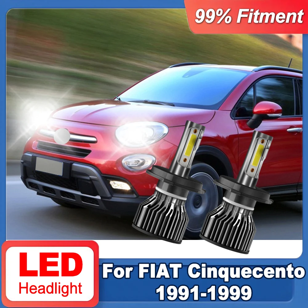 

2PCS H4 High Low Beam LED Headlight 6000K White Super Bright 120W 20000LM For FIAT CINQUECENTO 1991-1998 1999 Canbus Car Light