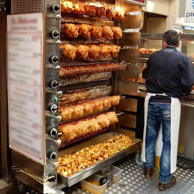 Roasted Chicken Rotisserie Machine Vertical Gas 2 To 8 Rods Commercial Chicken Rotisserie Oven High Capacity Baking Oven