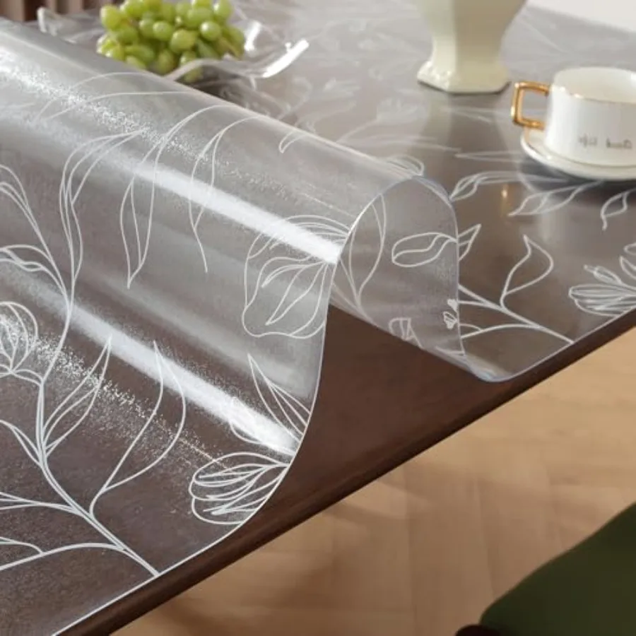 

Floral Table Cover Protector 24 x 48 Inch 1.5mm Thick Plastic Table Cover Waterproof Dining Table Protector Rectangle Vinyl Tab