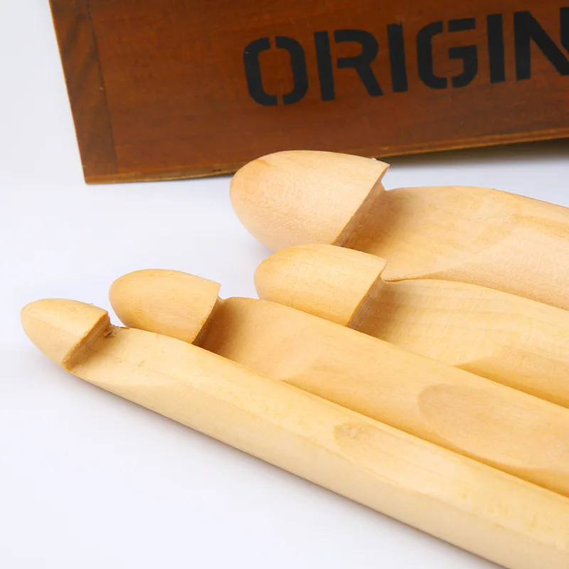 סט וו סרוג עץ, מחטים סריגה ידית, ידית סריגה ביתית, כלי סריגה ביתית, 4 יח'