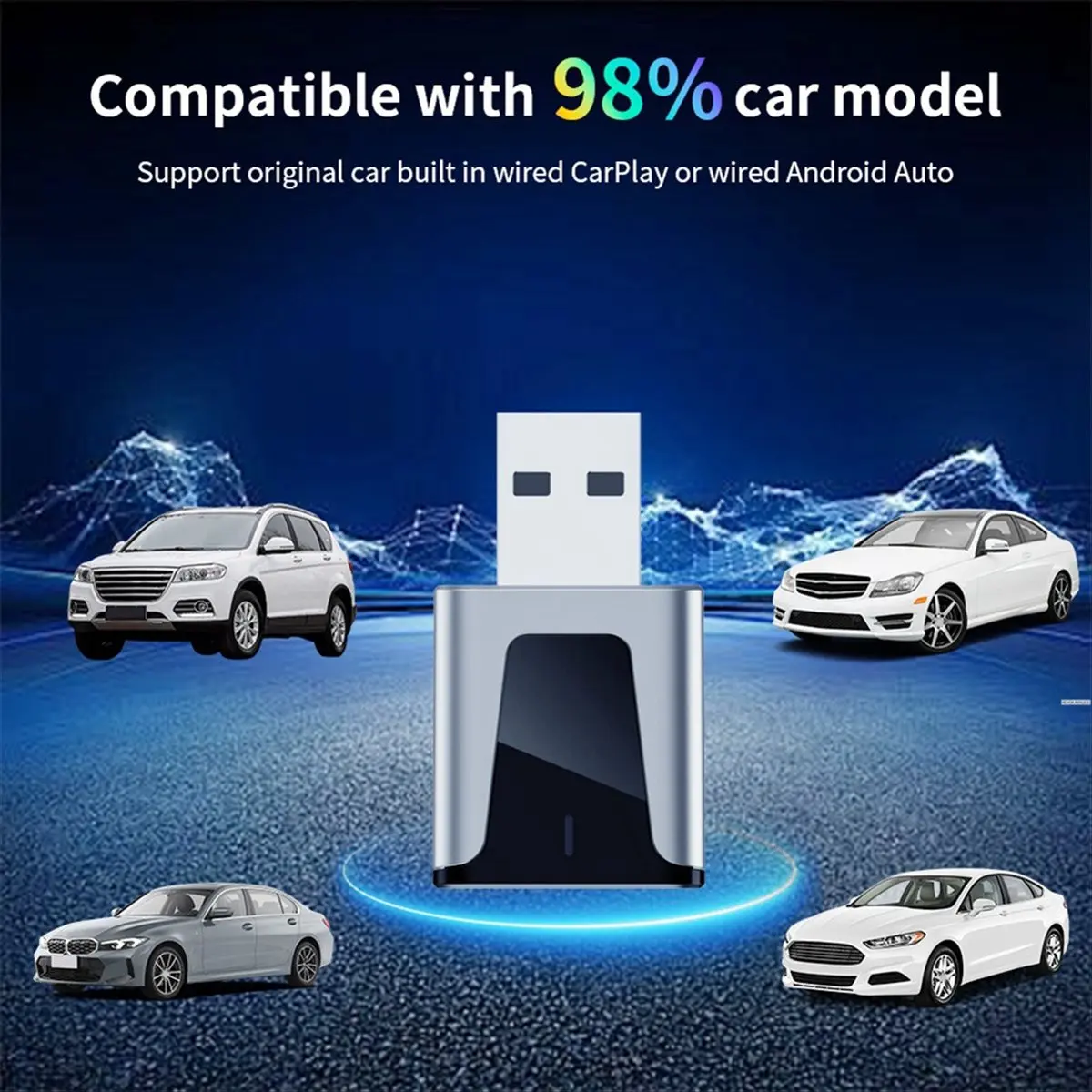 DT81 Mini Wireless CarPlay Adapter, 2 in 1 Wireless CarPlay & Android Auto Adapter Converts Factory Wired CarPlay to Wireless