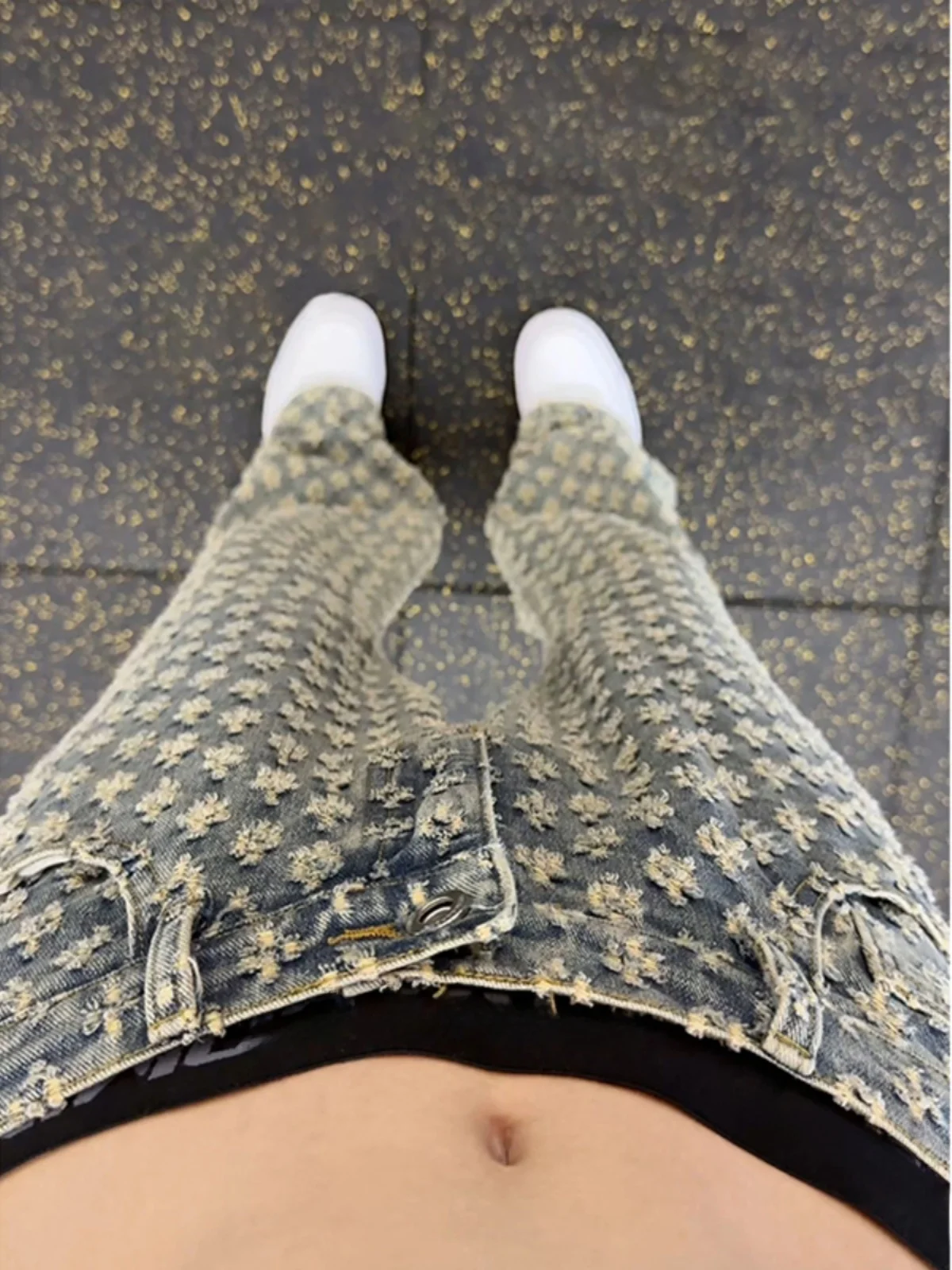 

Мужские джинсы Ele с вышивкой и цветочным узором, с высокой талией, прямого кроя, повседневные, износостойкие, из смесового хлопка и полиэстера, летний дизайн