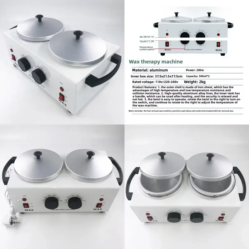 220V/ 110V Double Depilatory Wax Heater Melting Machine Paraffine Warmer SPA Epilator Tool