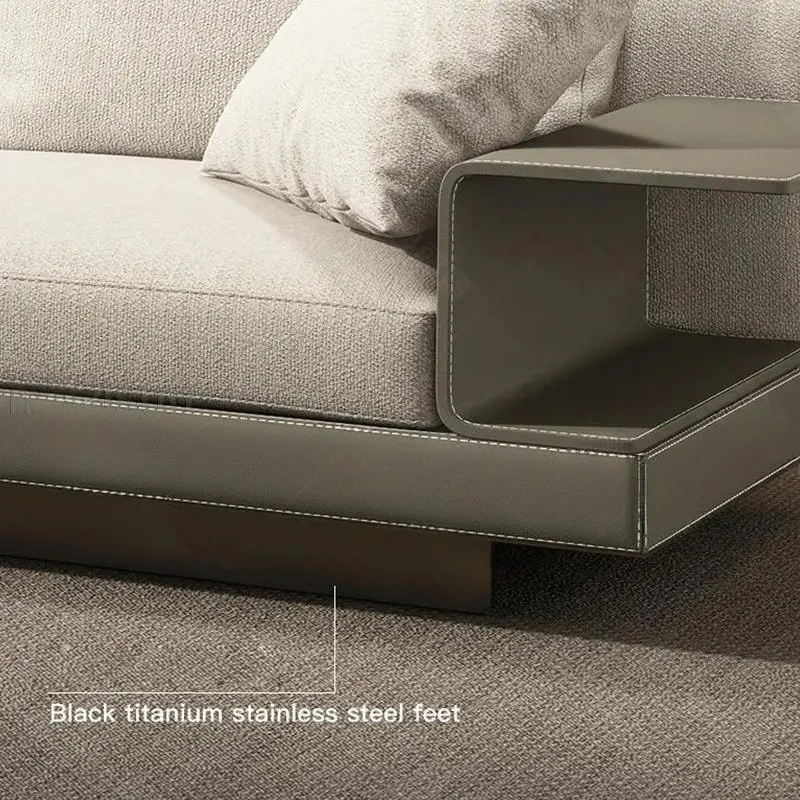 

Минималистичный диван-софа из хлопка и льна на несколько мест для виллы, новый скандинавский угловой тканевый диван для больших квартир, дизайнерский диван премиум-класса