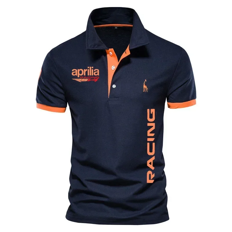 100% cotton Men\'s POLO shirt Summer new Aprilia Racing RSV4 Print Men\'s shirt matching color luxury High Quality golf shirt