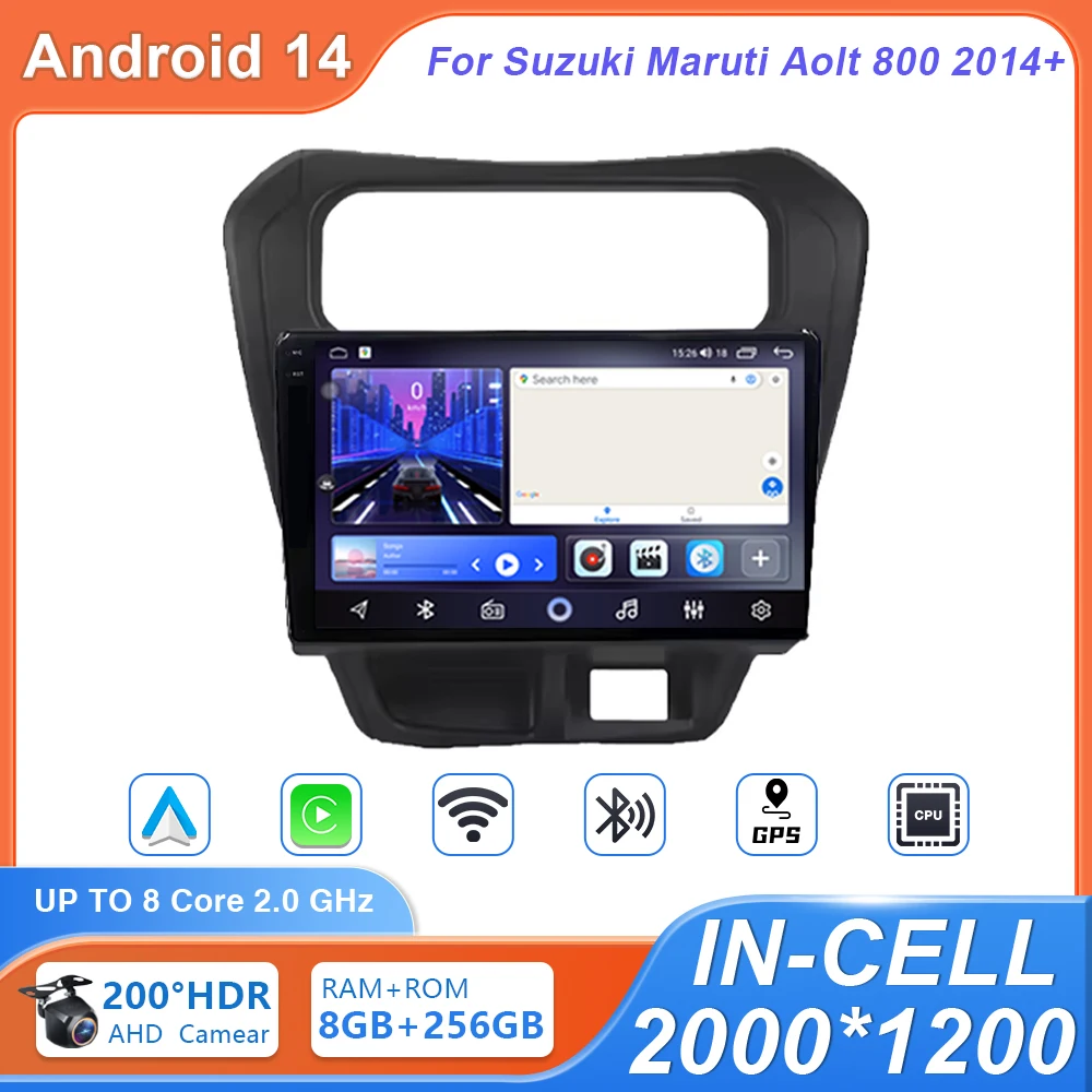 

Автомобильное радио Android 14 Carplay для Suzuki Maruti Aolt 800 2014+, навигация, GPS, мультимедийный плеер, стерео BT DSP, Wi-Fi + 4G, авто DVD