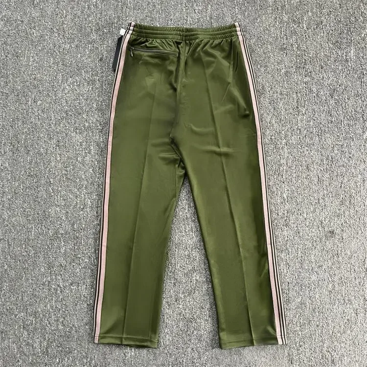 TRACK Butterfly Pants With Side Striped Woven Sports Pants, Military Green Straight Tube Loose Casual Pants