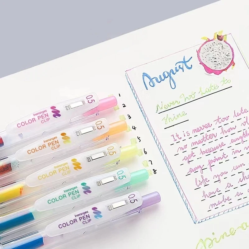 

5pcs Rainbow Gradient Color Pens Set Gel Ink Vintage Marker Liner 0.5mm Ballpoint Stationery Gift A3087