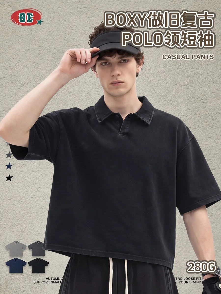 Men Clothes Shirt Cotton Dark Navy T-shirt Oversized Vintage Men's Box Fit Olive Gray Short Sleeve Black Casual Loose Fit Solid