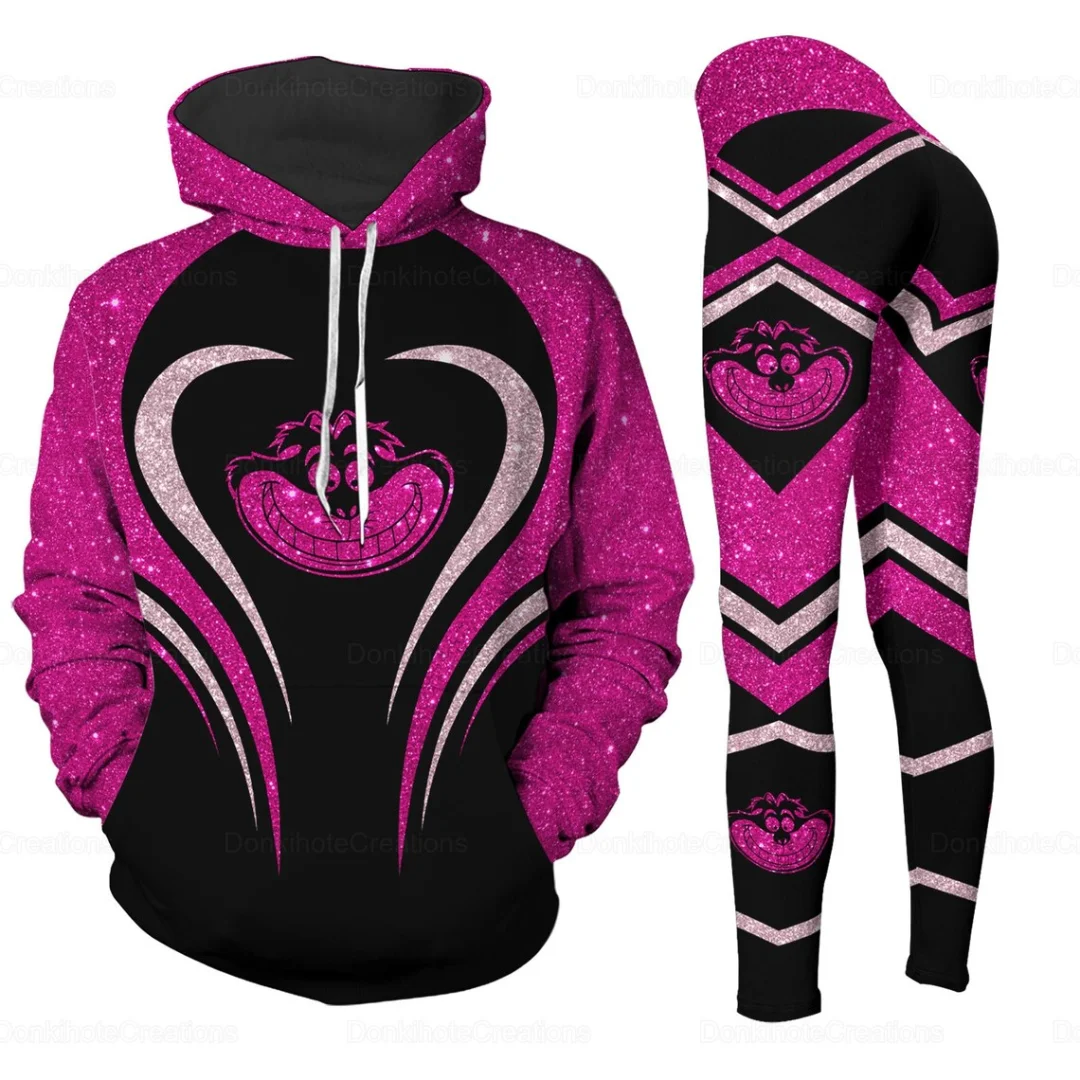 Aanpassen Cheshire Cat 3d Hoodie Dames Hoodie Set Yoga Broek Joggingbroek Vrouwen Disney Yoga Hoodie Legging Mode Trainingspak