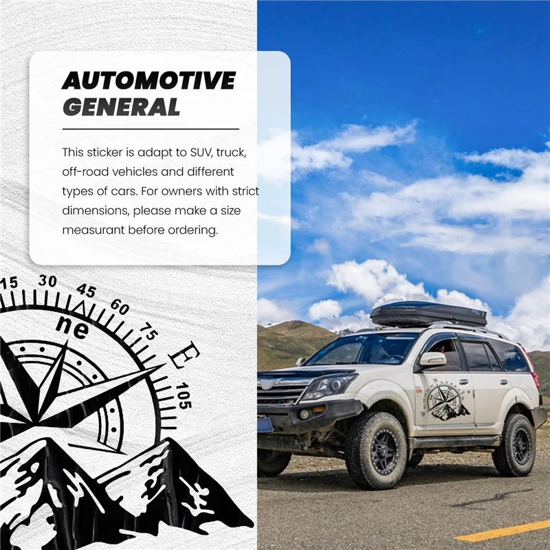 

1Pcs Car Off-Road SUV Side Body Sticker Compass Mountain Decals Sticker For SUV Off-Road Jeep Waterproof Ford-AB36