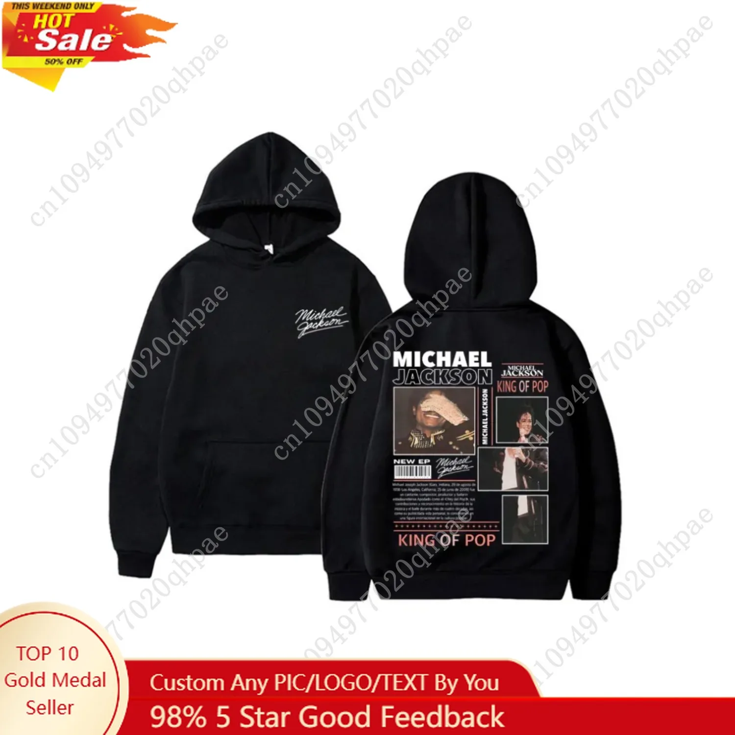 

Michael Jackson King Of Pop Graphic Hoodie Men Women Vintage Gothic Rock Sweatshirt Male Hip Hop Punk Oversized Pullover Hoodies