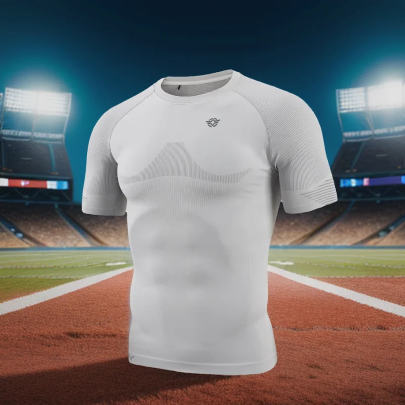 Esdy Men's Summer Short-Sleeved T-Shirt, Round Neck, Seamless Knitted Short-Sleeved Sweat-Absorbent, Quick-Drying, Breathable, Slim-Fitting T-Shirt, Indoor Yoga Gym Sports T-Shirt