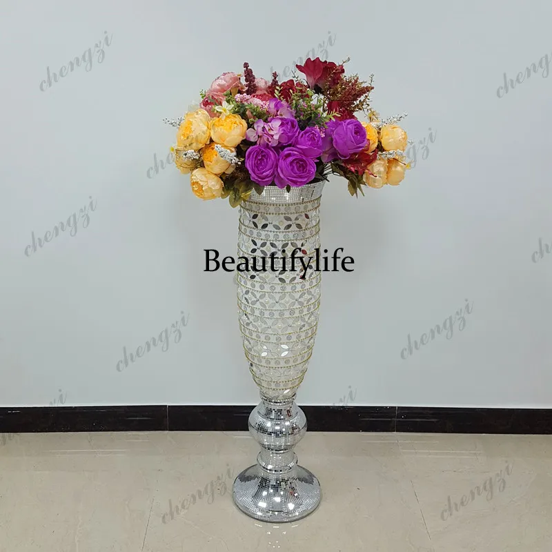Resin simple modern fake flower floor large vase FRP flower ware hotel shopping mall club home decoration ornament