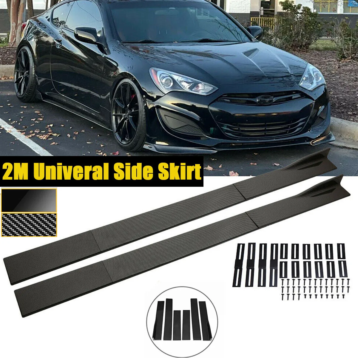 2M Side Skirt Extension Kit Universal For Hyundai Genesis Coupe 2000-2022 Apron Splitters Lip Winglet Car Accessories