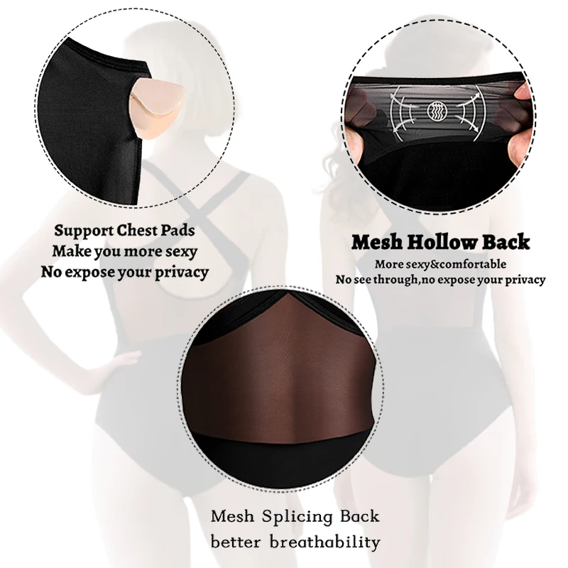 Leotardos de ballet para mujer, camisola con espalda hueca de malla para adultos, mono de baile sin mangas, leotardo de baile sin mangas