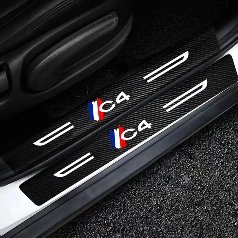 Car Door Threshold Stickers for Citroen C4 Rear Trunk Bumper Waterproof Accessories Sill Kick Plate Anti Scratch Kick Strip Film