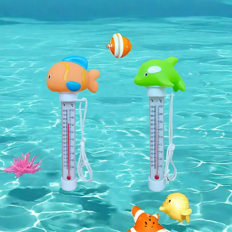 Pool Temperature Tester Cartoon Pools Water Temperature Tester Shatter Resistant Bathtub Accessories With String Animal Ponds