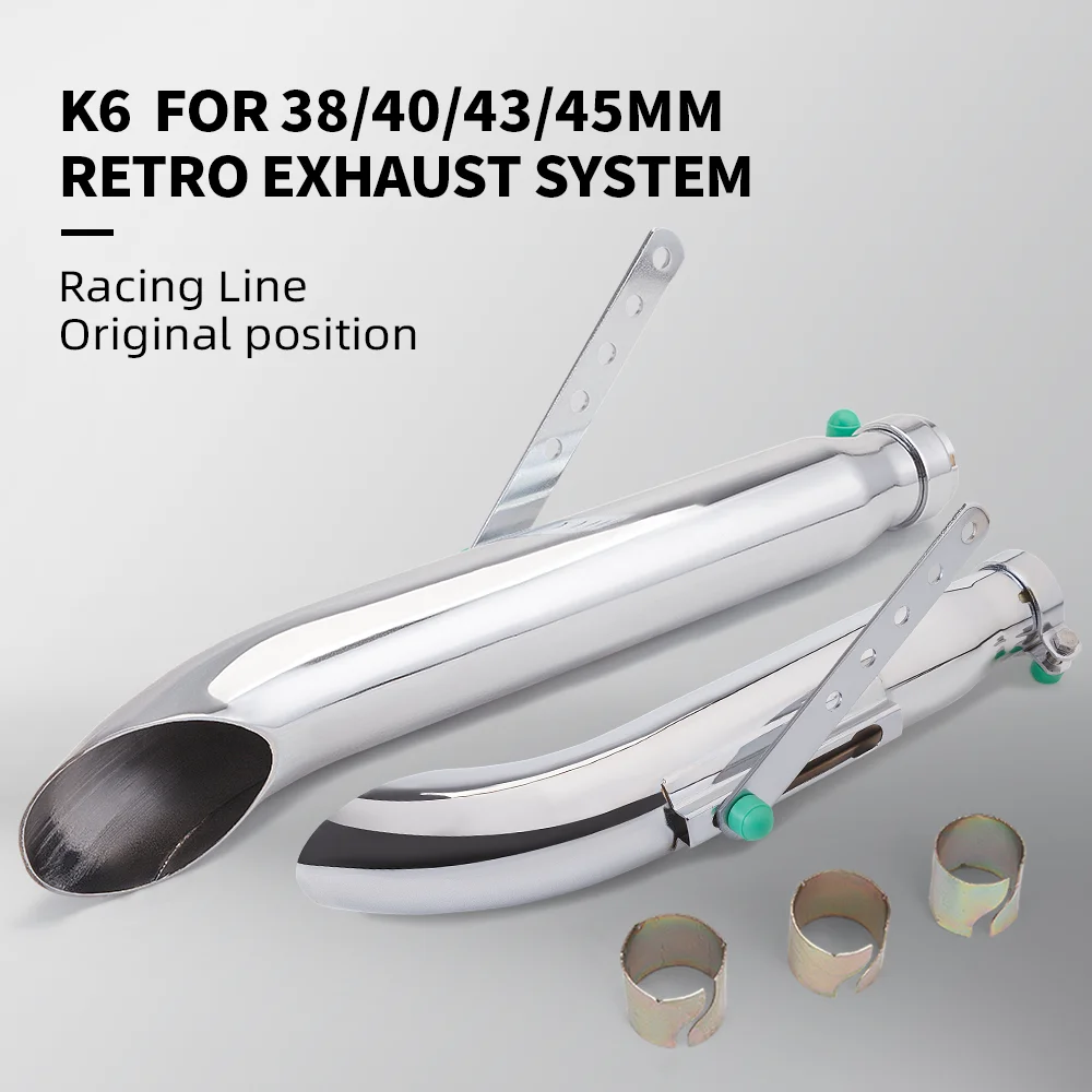 

38/40/43/45 мм мотоциклетный глушитель в стиле ретро, винтажный классический гальванический Escap Moto для кафе Racer Bobber Chopper Custom K6