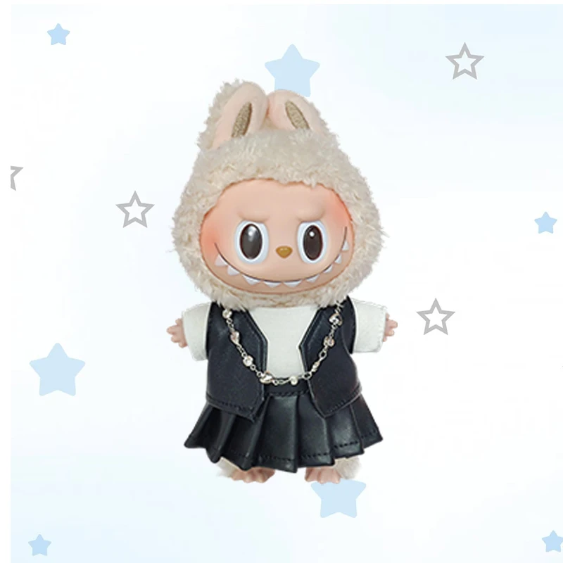 Doll Clothes Outfit Accessories Labubu Clothes Designer Black and White Plaid Dress Set DIY Mini Dolls Clothing Girl Gift