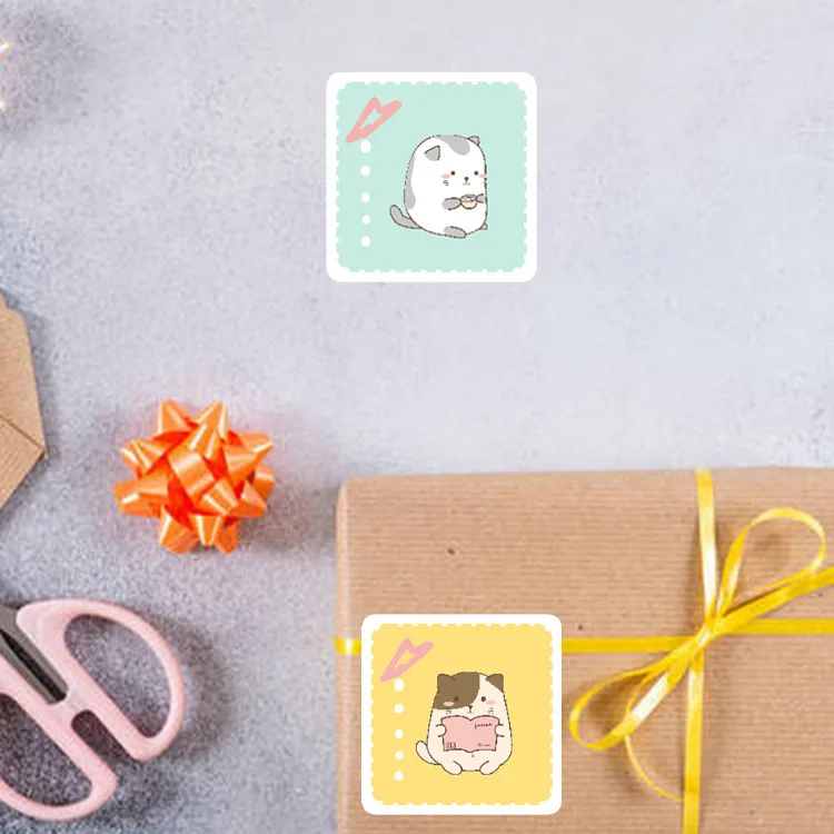 300 buah/gulungan persegi Terima kasih Stickers3 * 3CM bunga dekoratif stiker penyegel untuk hadiah pesta pernikahan kemasan bisnis kecil