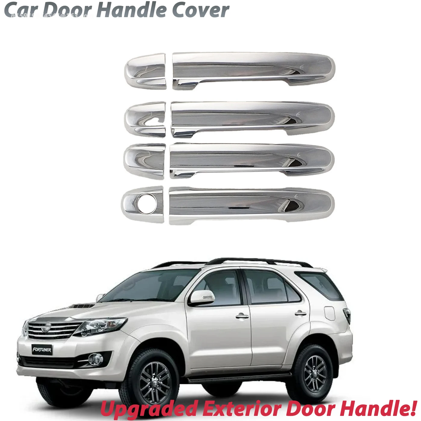Chrome Door Handle Cover Trim for 2012 Toyota Fortuner, ABS Exterior Door Pull Cup Decoration Accessories