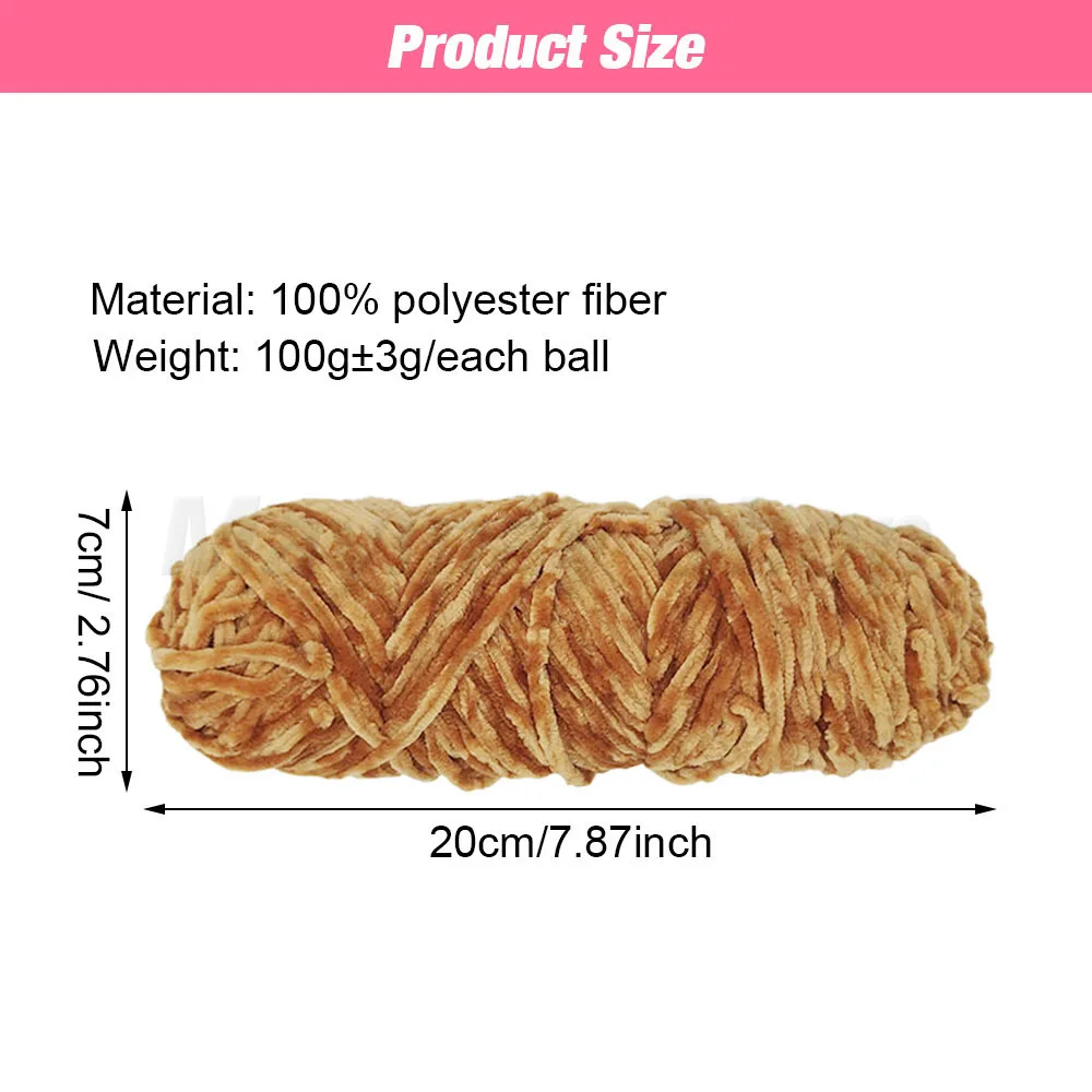 100g Ultra Soft Velvet Chenille Yarn Warm Thread for Knitting and Crocheting DIY Crafts Scarf Sweater Gloves Coat Hat Bag