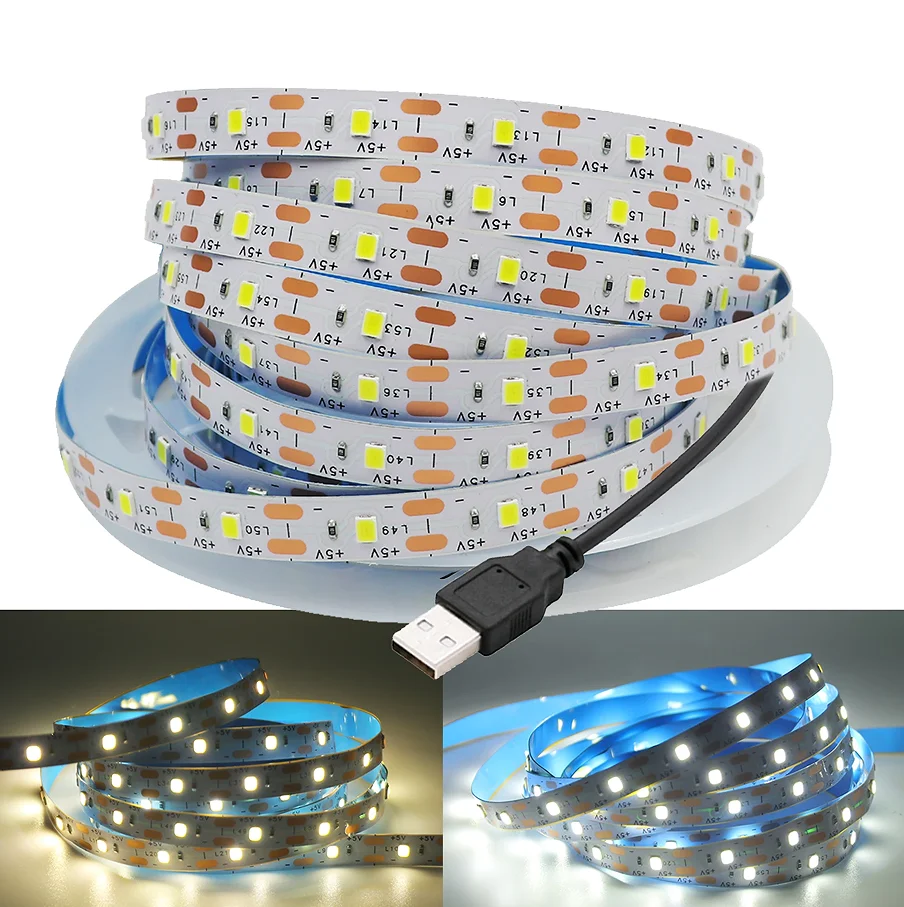 DC 5V USB LED Strips 2835 White Warm White LED Strip Light TV Background Lighting Tape Home Decor Lamp 1- 5m LED String Light