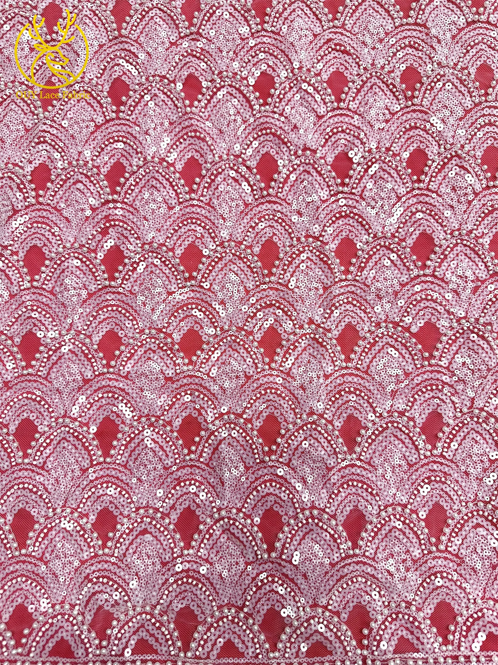 2026 Luxuriöser Afrikanischer Perlen-Spitzenstoff 5 Yards Hochwertiger Nigerianischer Französischer Pailletten-Tüll-Spitzenstoff Ideal für Hochzeiten und Bankette – Detail 24