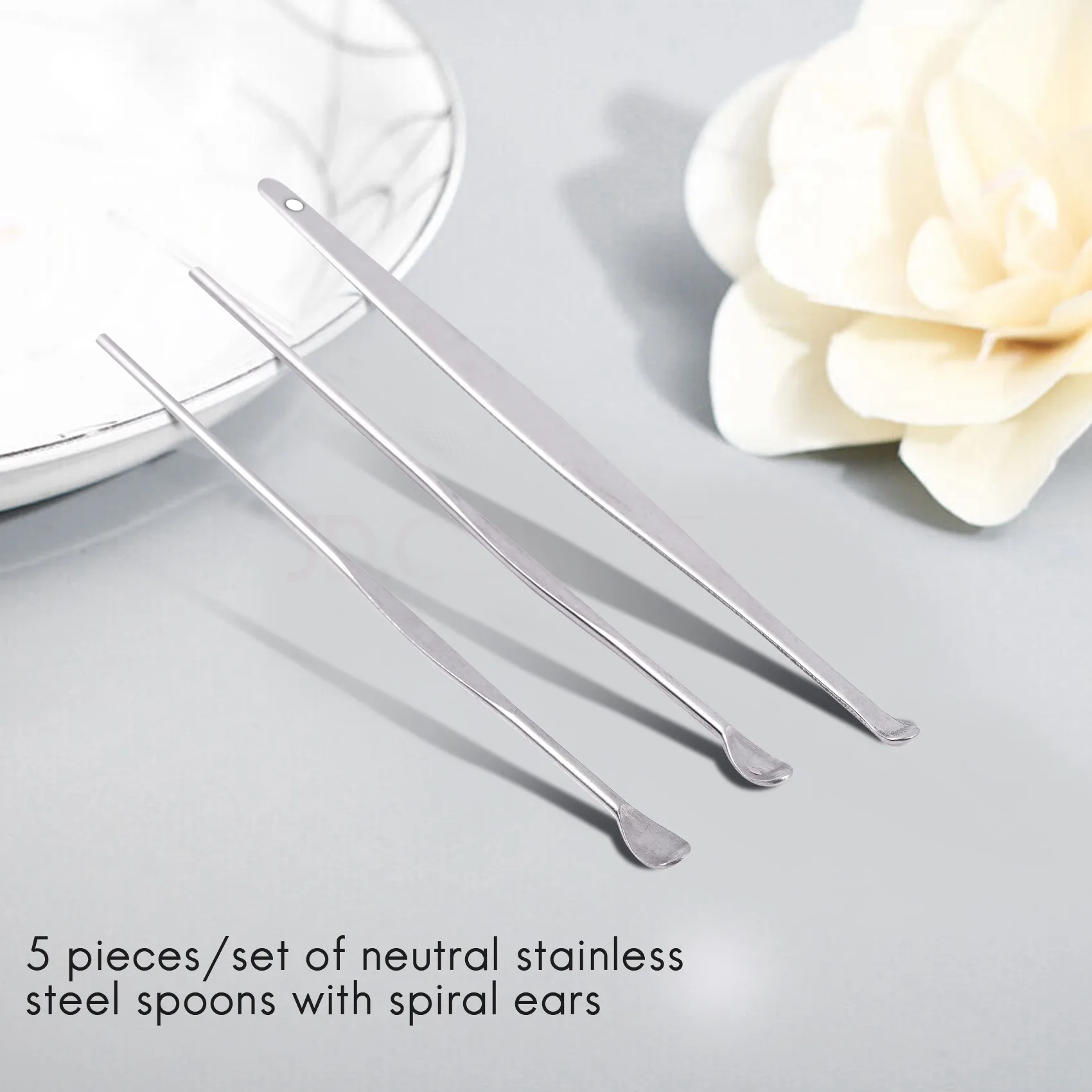 5 Pcs/Set Unisex Stainless Steel Spiral Ear Pick Spoon Cleaner Ear Care Multifunction Portable Ear Pick Beauty Tool Kit With Box