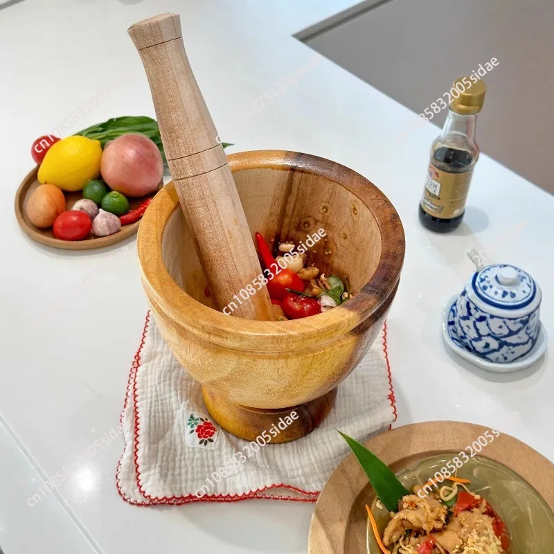 Commercial Wooden Mortar Bowl, Household Masher