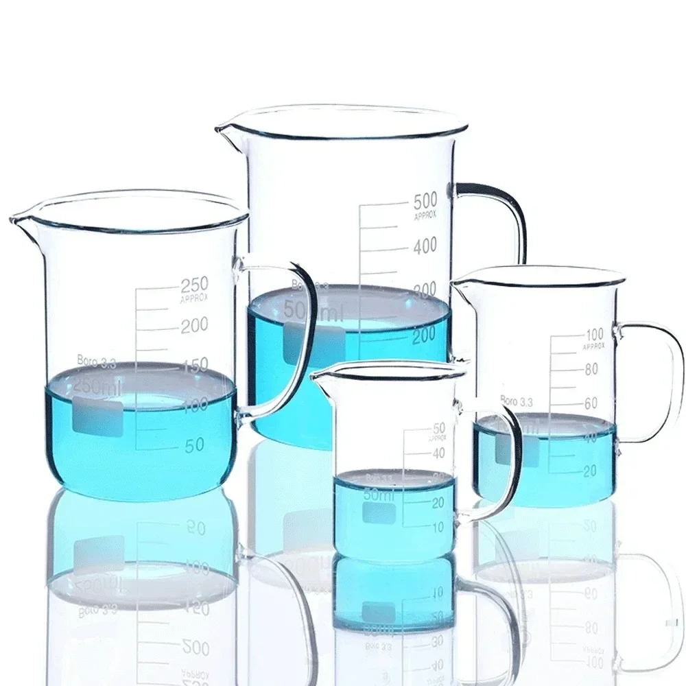 250 400 500 600 800 1000ml Graduated High Boro. Glass Beaker With Handle Labrotary Glassware Chemical Experiment