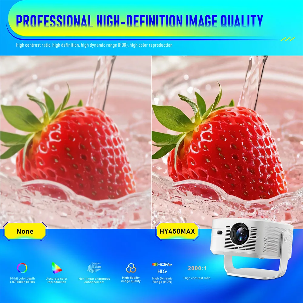 

Проектор Velec 1100ANSI HY450 Max с автофокусом, поддержкой 8K и 1080P, Android 14, голосовым управлением, BT5.4, автоматической коррекцией офсета, для домашнего кинотеатра и использования на улице