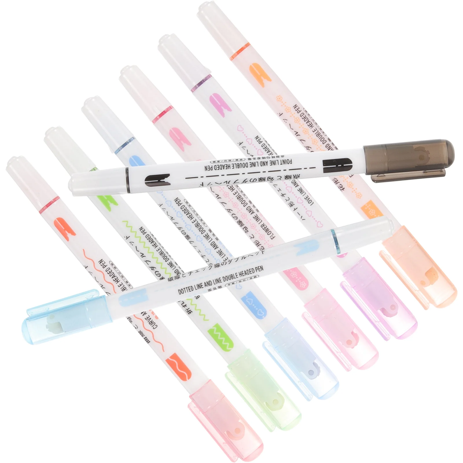 

8 Pcs Double Curved Pen Dual Tip Marker Pens Roller Colored Scrapbook Colour Pencil Highlighter Plastic Line Student